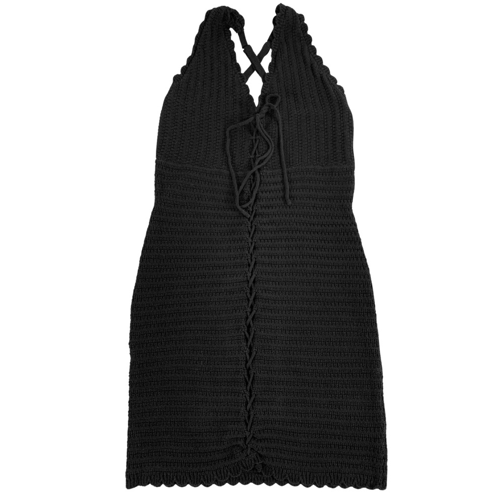Madden NYC Lace Up Crochet Dress Women's L Beach Boho